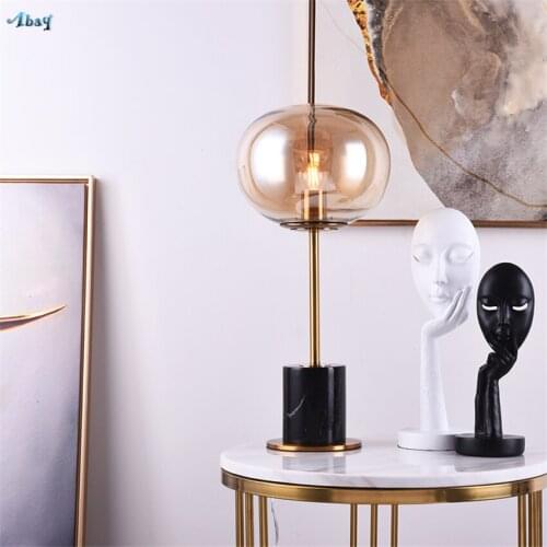 American Black White Marble Table Lamps Bedroom Study Art Cognac Glass Luxury Desk Lights Model Room Modern Living Room Fixtures