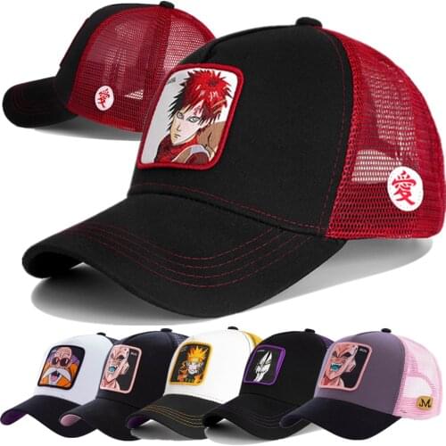 Newest Dragon Ball & Naruto Anime Brand Cap GAARA Patch Trucker Hat Curved Brim Baseball Cap Gorras Casquette Dropshipping