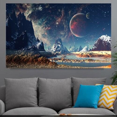 Space Exoplanet Galaxy Posters Universe Stars Planets Landscape Canvas Paintings and Print Wall Art Picture for Home Decor Mural