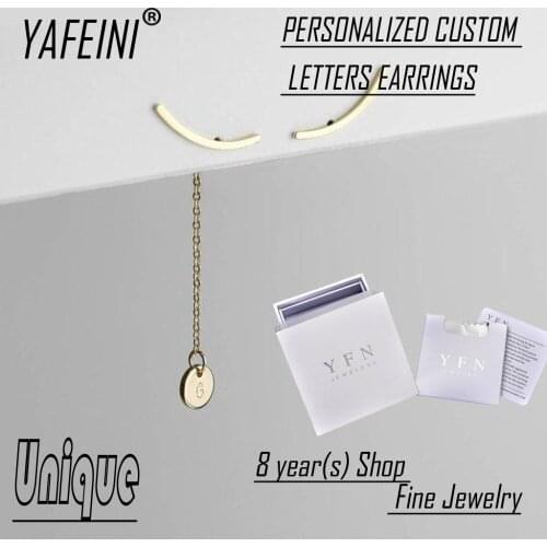 Custom YAFEINI Brand Fine Jewelry Unique 925 Sterling Silver Personalized Initial Letter Long Chain Drop Earrings