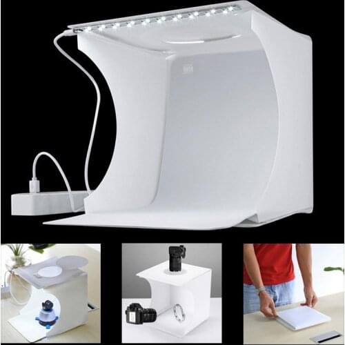 Mini Folding Lightbox Photography Photo Studio Softbox LED Light Soft Box Photo Background Kit Light box for iphone DSLR Camera