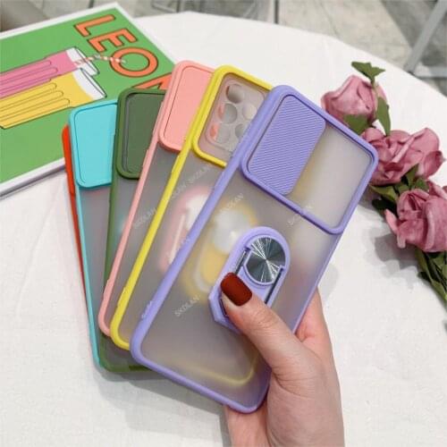 Slide Camera Lens Protection Phone Case for samsung A32 4G A52 S21 Ultra Metal Ring Holder Case for Samsung s21 a32 a52 cover
