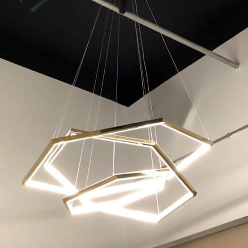 Modern polygon chandelier designer creative led chandelier indoor lighting gold decoration for home loft hanginging lamp люстра
