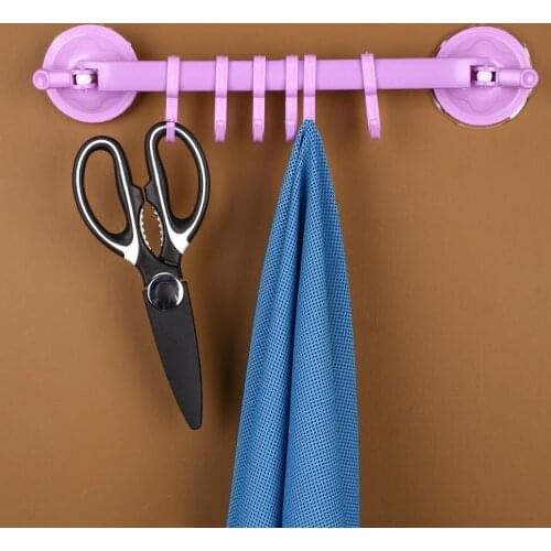 6-Hooks Bathroom Rack Suction Cup Towel Sponge Brush Hanger Kitchen Bathroom Storage Racks Corner Stprage Organizer