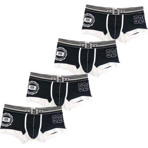 4PCS Lot Men Underwear Boxers Cotton Soft Low Waist Underpants Breathable Printed Cueca Boxer Para Hombre Sexy Men Shorts Trunks