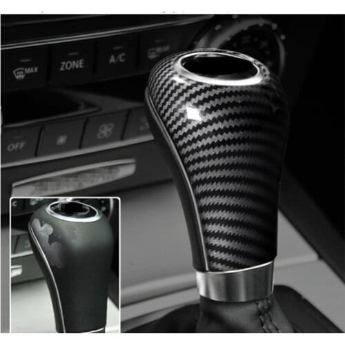 Carbon Fiber Stripe Gear Shift Handle Sleeve Cover Trim For Mercedes Benz X204 W204 W212 GLK CLS A C E G Class ABS Car Sticker