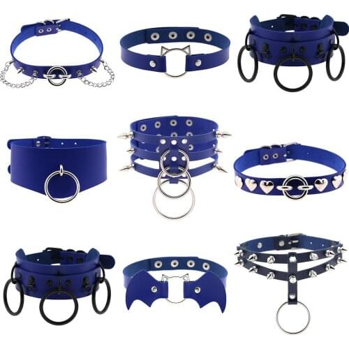 Harajuku Sexy Leather Necklaces for Women E Girls Round Choker Punk Slavery Collar Neck Stainless Steel Chains Gothic Jewelry