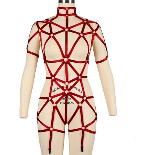 Harajuku Fetish Lingerie Full Body Fetish Lingerie Set Harness Fashion Adjust Waist Suspender Belt Pole Dance Rave Punk Goth