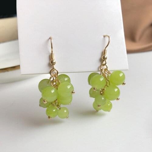 1 Pair Round Beads Piercing Hook Earrings Accessories Non Piercing Grape Ear Clip for Holiday