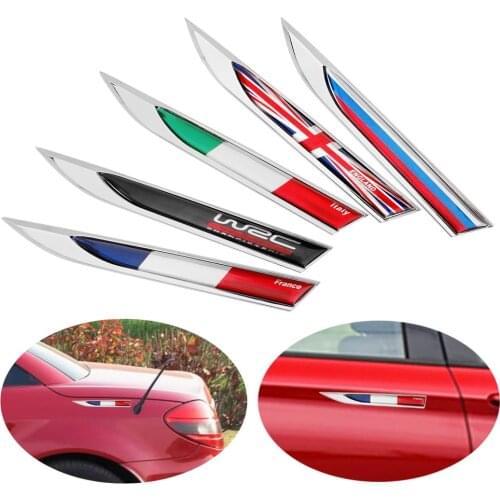 1 Pair Car Side Fender Stickers Italy England France Russia Flag Motorcycle Metal Emblem Badge Decals Car-styling Car Sticker