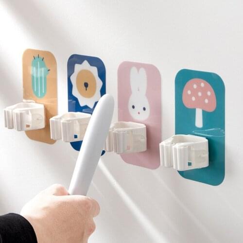 1pcs Cartoon Suction Cup Wall Mop Hook Hanging Rack Powerful Traceless Broom Shelf Mop Clamp Stand Holder Bathroom Accessories