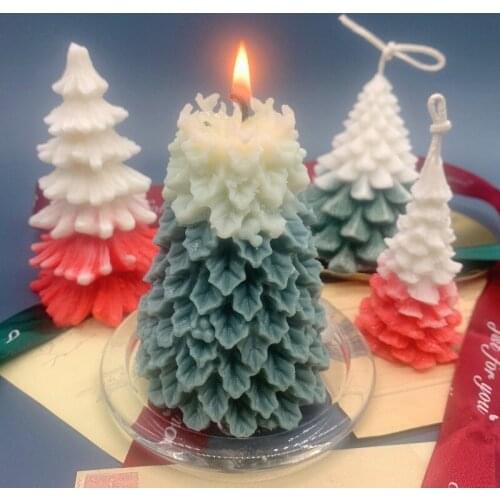 3D Christmas Tree Candle Mold Silicone Clay Soap Mould DIY Chocolate Fondant Cake Decoration Baking Tool