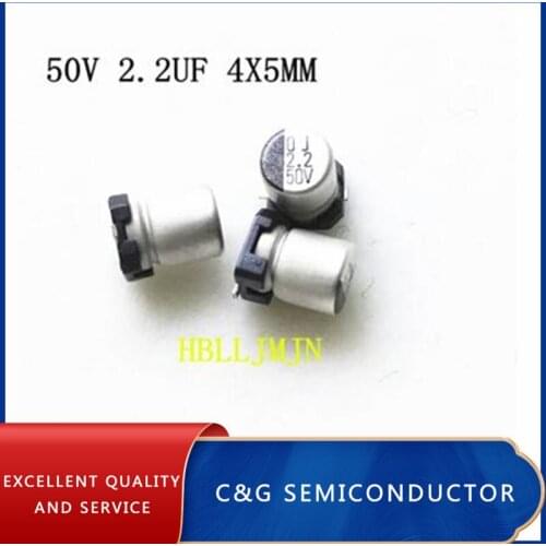 50pcs 50V 2.2uF 4*5mm SMD CHIP Aluminum electrolytic capacitors ZJ