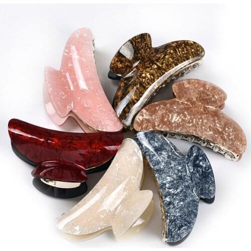 9cm Ladies Marble Water Pattern Mirror Large Crab Hair Clips 2020 for Women Barrette Claws Hair Accessories for Girls Hairpins