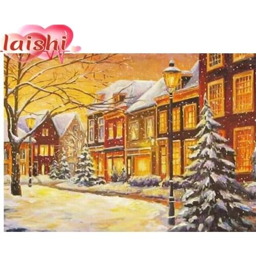 3D Diy Diamond Painting Winter christmas tree house Cross Stitch Kit Diamond art crystal Mosaic Embroidery Painting New Year Gif