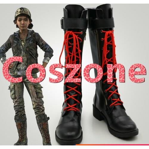 The Walking Dead Clementine Cosplay Shoes Boots Halloween Carnival Cosplay Costume Accessories