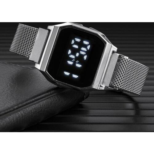 Reloj Digital Watch Women Men Led Electronic Sport Wristwatch Fashion Luxury Stainless Steel Bracelet Watches Square Dial Clock
