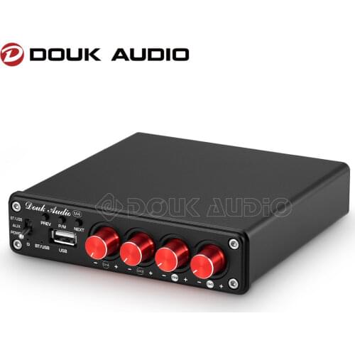 Douk Audio M4 Mini 4 Channel Digital Power Amplifier Bluetooth 5.0 Receiver Stereo Audio Amp USB Player 50W*4