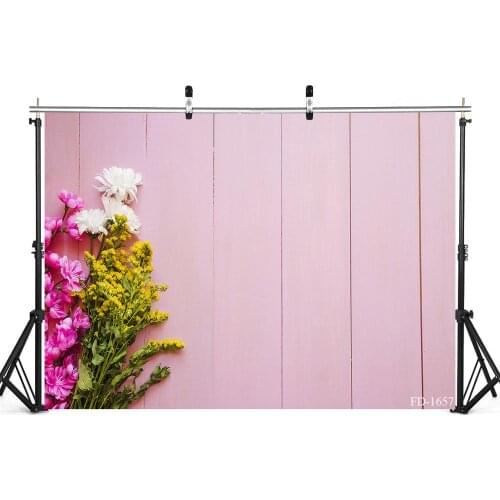 Flower Petal Pink Wooden Board Photography Background Props For Baby Shower Newborn Party Food Cake Backdrops Photo Studio Decor