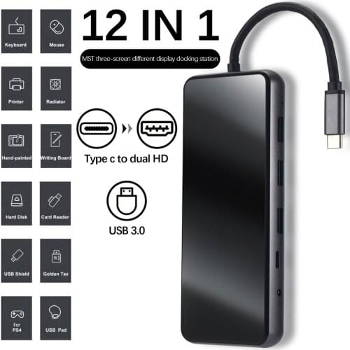 MST USB C Laptop Docking Station USB 3.0 HDMI-Compatible VGA RJ45 PD USB Hub for Macbook Pro/HP/DELL/Surface/Lenovo Laptop