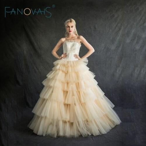 Elegant Wedding Dresses Long Strapless Ball Gown Wedding Gowns Bride Wedding Dress 2020 Bridal Gown vestido de noiva