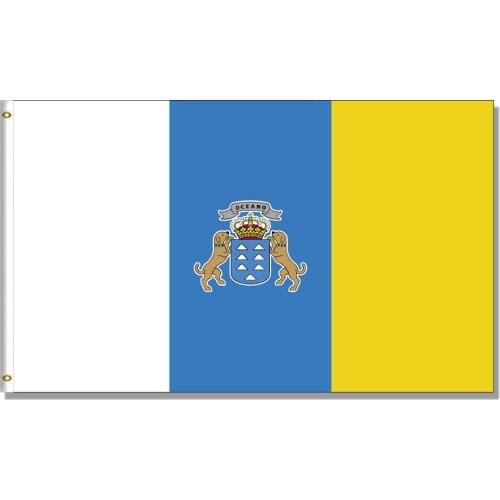 Canary Islands Flag 3x5FT 150X90CM banner 100D Polyester brass grommets indoor outdoor custom flag