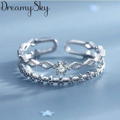 Korean Open Adjustable Zircon Leaf Finger Rings for Women Wedding Ring Jewelry Valentines Day GIFT