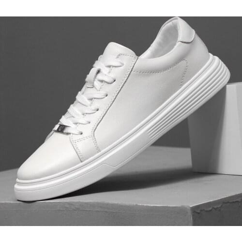 Luxury Men White Shoes Casual Genuine Leather Flats Shoes Lace-up Mens Shoes Quality Sneakers Man Tenis Handmade Male Footwear
