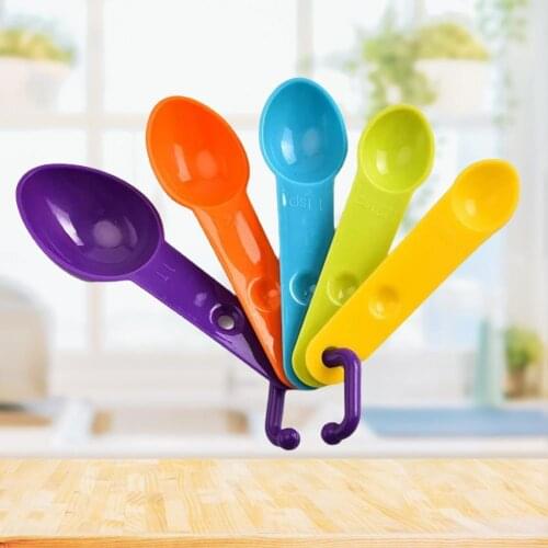 1 Set Measuring Spoons Easy to Clean Stackable Plastic Baking Cooking Weighing Scoops Cups for Kitchen Baking Utensil Set