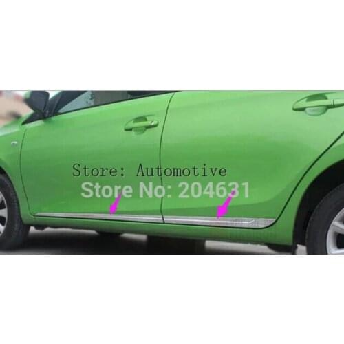 For Toyota Yaris L 2014 2015 2016 2017 chrome Side Door Body Molding Streamer Stripe Cover Trim