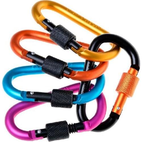 Outdoor climbing backpack carbine 8cm Aluminum Carabiner D-Ring Key Chain Clip Camping Keychain Snap Hook Outdoor Travel Kit