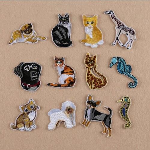 50pcs/lot Embroidery Patches Jackal Tiger Leopard Cat Backpack Clothing Decoration Accessories Diy Iron Heat Transfer Applique