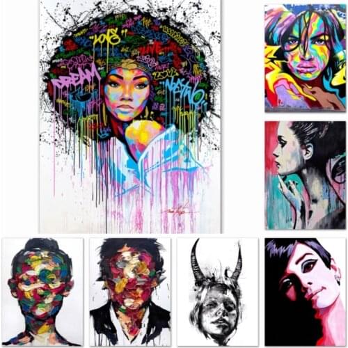 Wall Art Pictures Colorful Charming Girl Canvas Painting Prints Wall Decoration for Living room Home Decor no frame