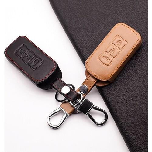 Latest leather key cover for Mitsubishi ASX expansion movement Pajero Galant Lancer EX 3 button smart key starline a91