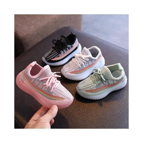 New Baby Sneakers 2021Fashion Childrens Flat Shoes Baby Kids Girls Shoes Stretch Breathable Mesh Sports Running Shoes