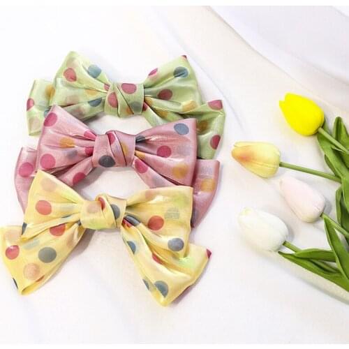 New Fashion Colorful Barrette Bow For Woman Girl Dot Mesh Yarn Big Sweet Hair Clip Cloth Multi-layer Hairpins Hair Accessories