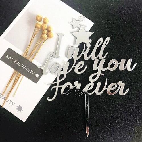 Valentines Day Wedding Cake Topper Flage For Kids Boy Party Cake Decors Theme Love you forever Party Cupcake Topper