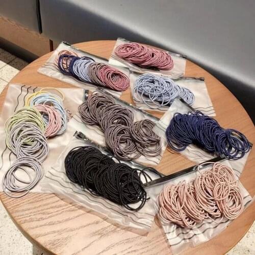 2021 New Korean Hair Ties Set Ins Head Rope Small 100 Bags Thin Simple Hair Rope for Women Fashion Cute Hair Accessorye