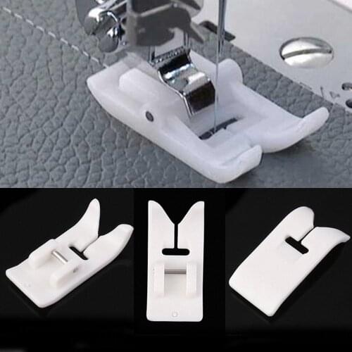 2Pcs/Set Foot Snap On Sewing Presser Foot Plastic White Non Stick DIY Leather Non Slip Sewing Tools Sewing Machine Accessories