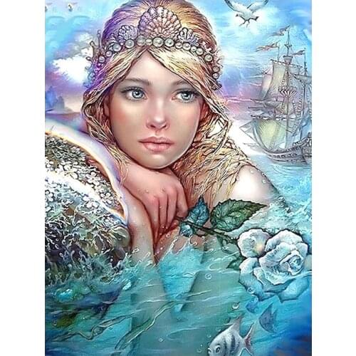 Mermaid Sea Woman Diamond Painting Round Full Drill Nouveaute DIY Mosaic Embroidery 5D Cross Stitch Scenic Portrait Pattern