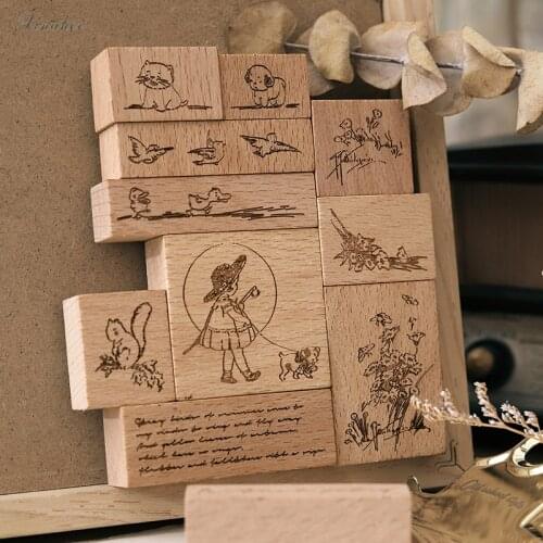 XINAHER Vintage Pastoral Poems Series stamp DIY wooden rubber stamps for scrapbooking stationery scrapbooking standard stamp