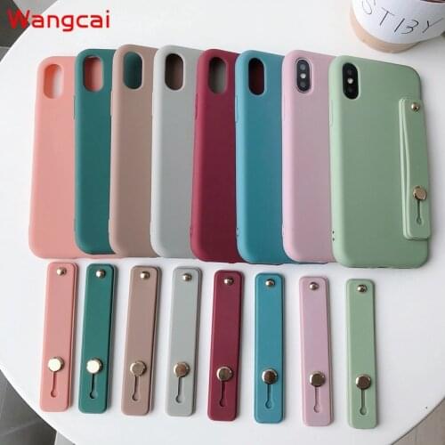 Wrist Strap silicone TPU For iPhone 12 mini 12 11 Pro Max XR XS Max X 8 7 6 6s Plus Case Candy Color With Wristband Back Cover