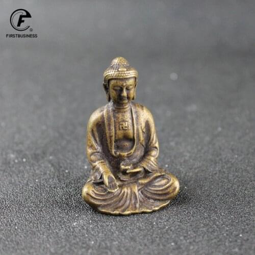 Buddha Statue retro pure copper Tathagata Sculpture Hindu Fengshui Figurine Meditation Miniature Home Decor Crafts Decorative