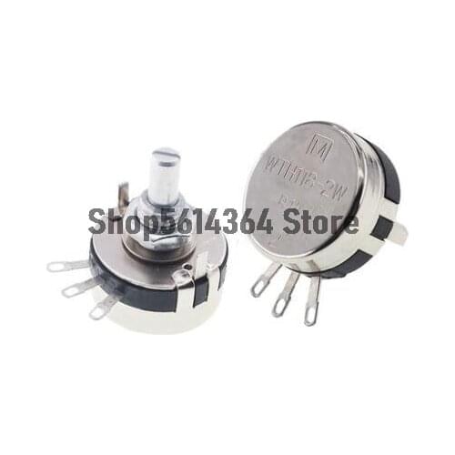 WTH118-1A 2W 1K/2K2/4K7/10K/22K/47K/100K/470K/1M Ohm Resistors Single Turn Rotary Carbon Film Taper Potentiome​ter