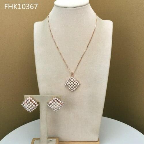 Yuminglai Unique Design Three Tones Jewelry Dubai Costume Jewelry Sets FHK10367