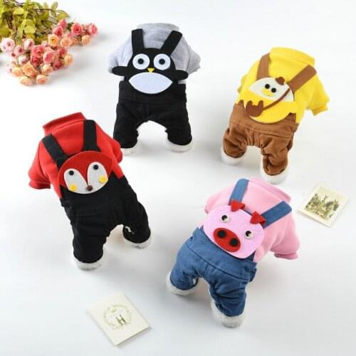 2018 Winter Cartoon Warm Pet Dog Clothes Four-legs Jumpsuits For Small Dogs Chihuahua Pug Bulldog Clothing Puppy Dog Coat Jacket