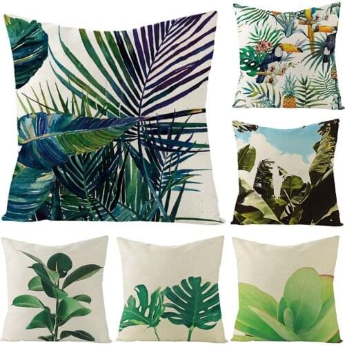 1Pc 45x45cm Bird Flower Banana Leaf Throw Pillow Case Cushion Cover Home Decorative Sofa Throw Pillows