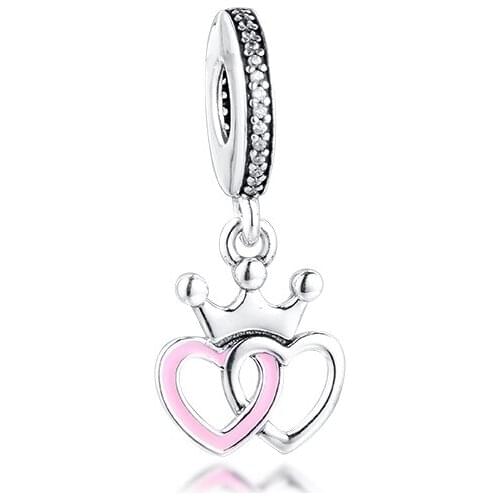 100% 925 Sterling Silver Beads Crowned Hearts Dangle Charms for Women Fit Original Bracelet DIY Jewelry Making Wholesale