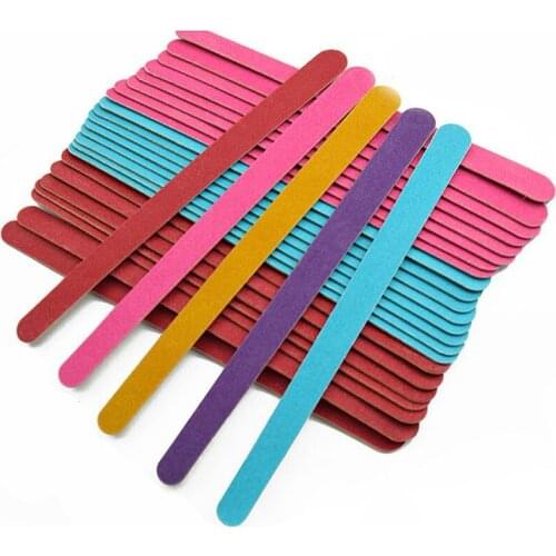 100pcs/lot Professional Nail File Nail Buffer Polishing Blocks 150/150 Colorful Wooden Nail Sanding Tips Manicure Care Tools