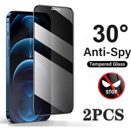 2PCS Privacy Tempered Glass For iPhone 11 12 13 PRO MAX Mini X S XR XS MAX Screen Protector For iPhone 11 12 Anti Spy Glass Film